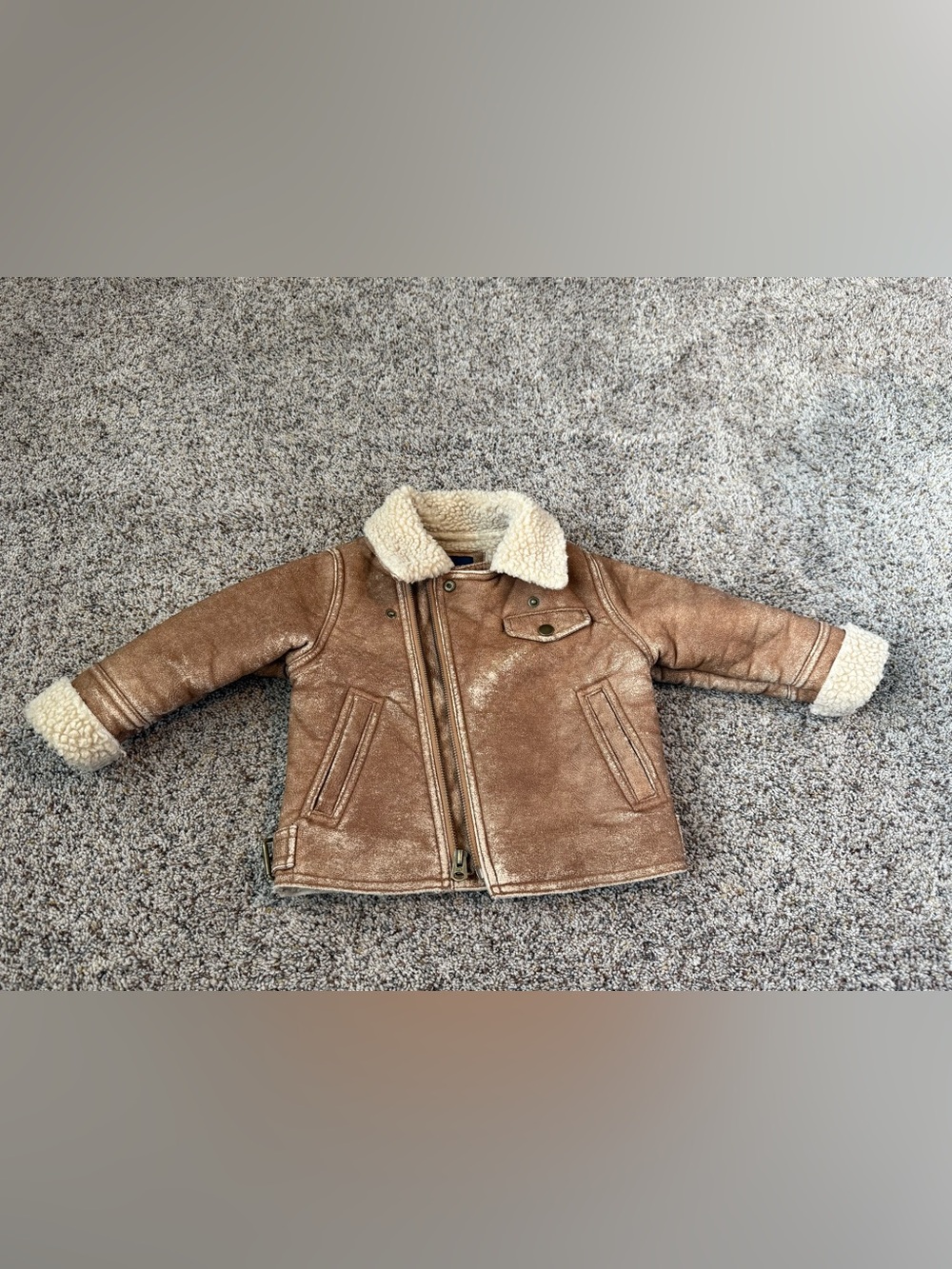 Gap Faux Leather Brown Toddler Jacket - Size 18-24 Months